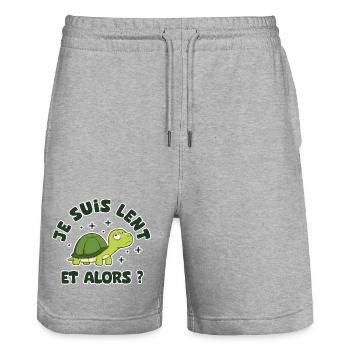 je suis lent et alors humour de travail - Short de jogging bio TRAINER Stanley/Stella unisexe - gris chiné - Devant - Nik (191cm) & Marisol (170cm)