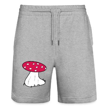 Red Toadstool Cartoon Pattern - Stanley/Stella Trainer Unisex Organic Jogging Shorts - heather grey - Front - Nik (191cm) & Marisol (170cm)