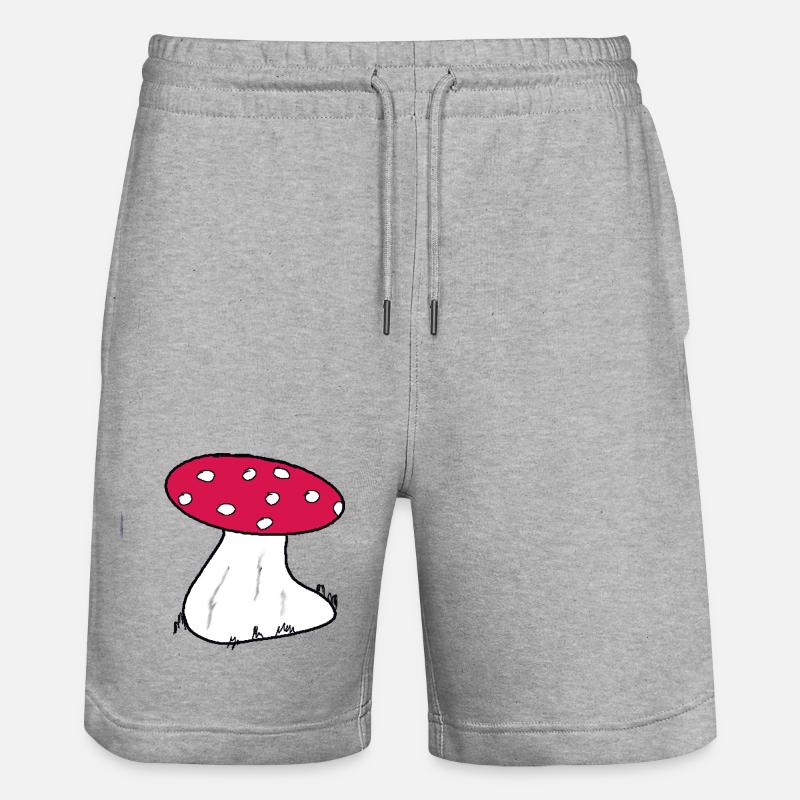 Red Toadstool Cartoon Pattern - Stanley/Stella Trainer Unisex Organic Jogging Shorts - heather grey