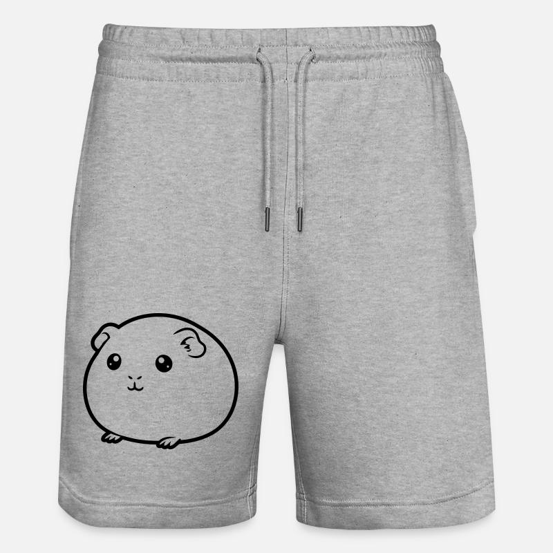 Dickes Meerschweinchen Comic Kontur - Stanley/Stella Unisex Bio Joggingshorts Trainer  - Grau meliert