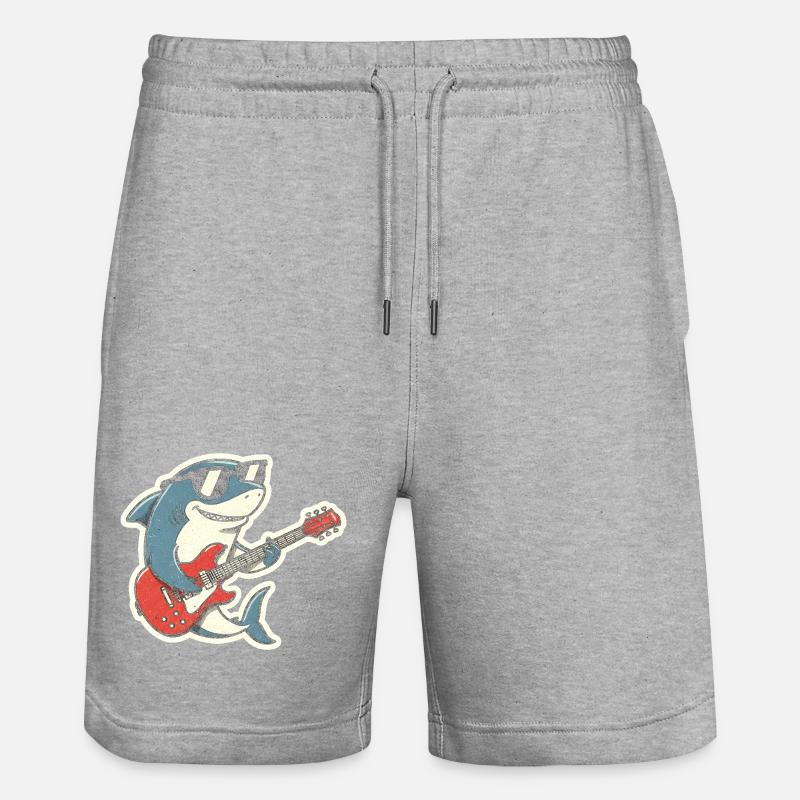 Autocollant du guitariste Shark Rock - Short de jogging bio TRAINER Stanley/Stella unisexe - gris chiné