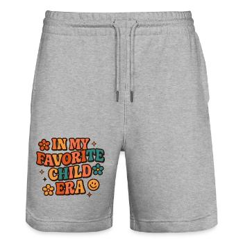 In My Favorite Child Era Tochter Familien Humor - Stanley/Stella Unisex Bio Joggingshorts Trainer  - Grau meliert - Vorne - Nik (191cm) & Marisol (170cm)