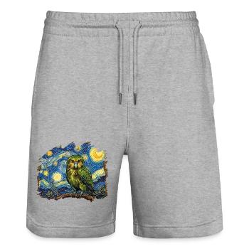 Kakapo-Nacht Neuseeland-Papagei Kakapo-Vogel Sternenklar - Stanley/Stella Unisex Bio Joggingshorts Trainer  - Grau meliert - Vorne - Nik (191cm) & Marisol (170cm)