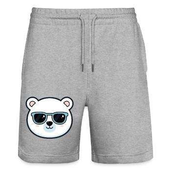 Niedliche Eisbär-blaue Brille - Stanley/Stella Unisex Bio Joggingshorts Trainer  - Grau meliert - Vorne - Nik (191cm) & Marisol (170cm)