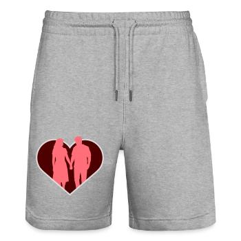 Couple Silhouette Amour Romance Petit ami de la Saint-Valentin - Short de jogging bio TRAINER Stanley/Stella unisexe - gris chiné - Devant - Nik (191cm) & Marisol (170cm)