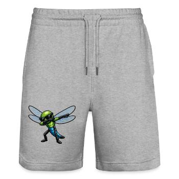 Dabbing Libelle - Stanley/Stella Unisex Bio Joggingshorts Trainer  - Grau meliert - Vorne - Nik (191cm) & Marisol (170cm)