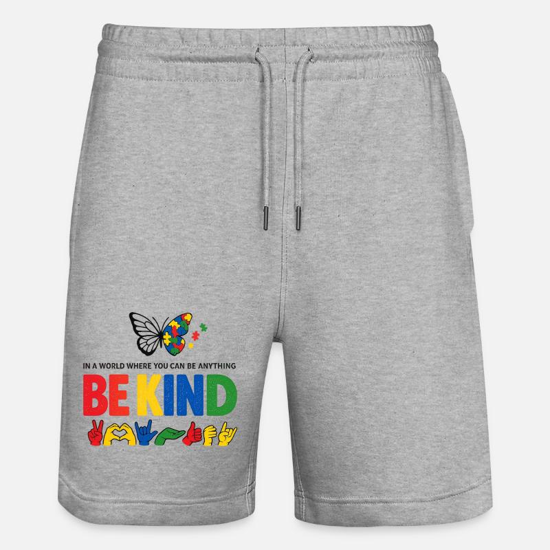 Be Kind Langue Des Signes Inclusif - Short de jogging bio TRAINER Stanley/Stella unisexe - gris chiné