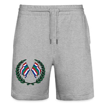 Schier Lorbeerflaggen – Inselstolz - Stanley/Stella Unisex Bio Joggingshorts Trainer  - Grau meliert - Vorne - Nik (191cm) & Marisol (170cm)