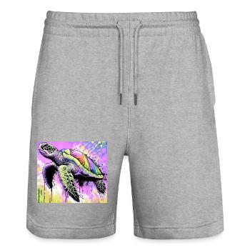Schildkröte - Stanley/Stella Unisex Bio Joggingshorts Trainer  - Grau meliert - Vorne - Nik (191cm) & Marisol (170cm)