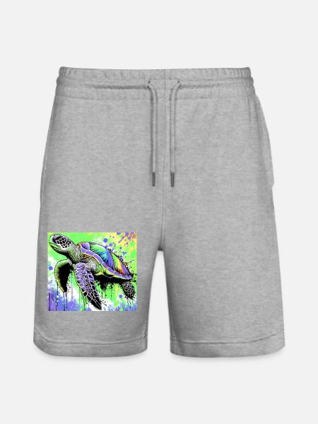 turtle - Stanley/Stella Trainer Unisex Organic Jogging Shorts - heather grey