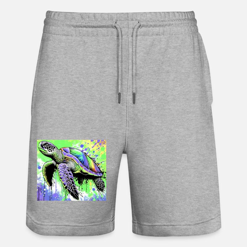 turtle - Stanley/Stella Trainer Unisex Organic Jogging Shorts - heather grey