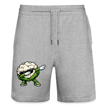 Tamponnement de légumes de chou-fleur Design végan - Short de jogging bio TRAINER Stanley/Stella unisexe - gris chiné - Devant - Nik (191cm) & Marisol (170cm)