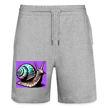 Escargot - Short de jogging bio TRAINER Stanley/Stella unisexe - gris chiné - Devant - Nik (191cm) & Marisol (170cm)