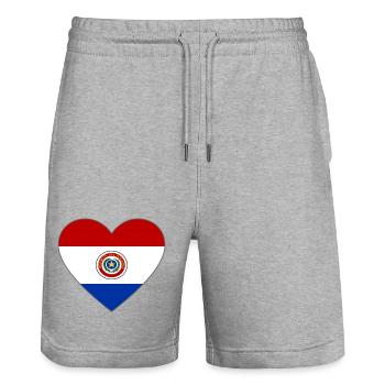 Paraguay Flagge Herz - Stanley/Stella Unisex Bio Joggingshorts Trainer  - Grau meliert - Vorne - Nik (191cm) & Marisol (170cm)