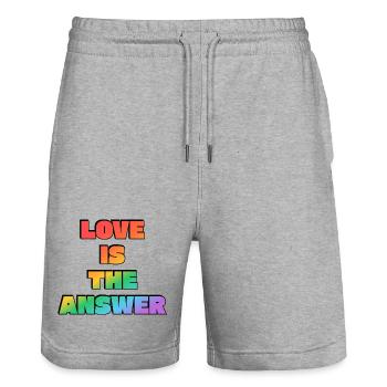 Liebe ist die Antwort Farbverlauf - Stanley/Stella Unisex Bio Joggingshorts Trainer  - Grau meliert - Vorne - Nik (191cm) & Marisol (170cm)