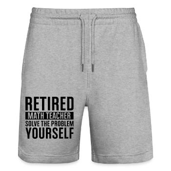 Mathelehrer im Ruhestand - Lös dein Problem selbst - Stanley/Stella Unisex Bio Joggingshorts Trainer  - Grau meliert - Vorne - Nik (191cm) & Marisol (170cm)