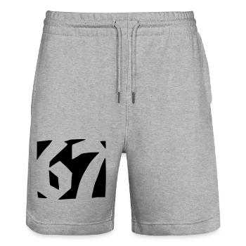 67 Minimal Streetwear Trend Design - Stanley/Stella Trainer Unisex Organic Jogging Shorts - heather grey - Front - Nik (191cm) & Marisol (170cm)