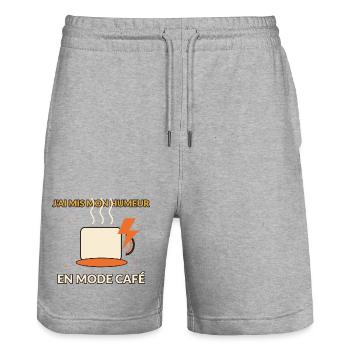Mode Café Humeur Dynamique - Short de jogging bio TRAINER Stanley/Stella unisexe - gris chiné - Devant - Nik (191cm) & Marisol (170cm)