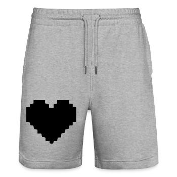 Schwarzes herz schwarz Pixelherz Geschenk - Stanley/Stella Unisex Bio Joggingshorts Trainer  - Grau meliert - Vorne - Nik (191cm) & Marisol (170cm)