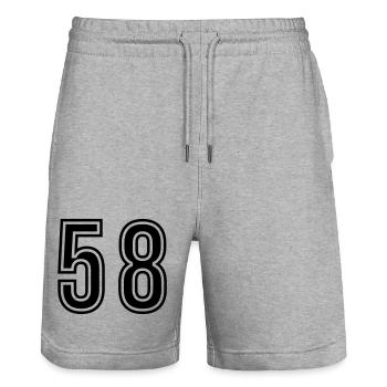 58 Number Symbol - Stanley/Stella Trainer Unisex Organic Jogging Shorts - heather grey - Front - Nik (191cm) & Marisol (170cm)