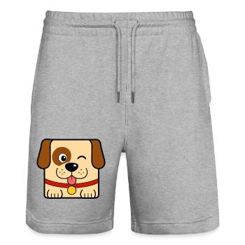 Dog - Stanley/Stella Trainer Unisex Organic Jogging Shorts - heather grey - Front - Nik (191cm) & Marisol (170cm)