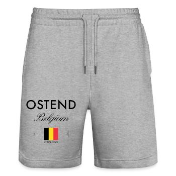 Ostend Belgium Coordinates Travel Souvenir - Stanley/Stella Trainer Unisex Organic Jogging Shorts - heather grey - Front - Nik (191cm) & Marisol (170cm)