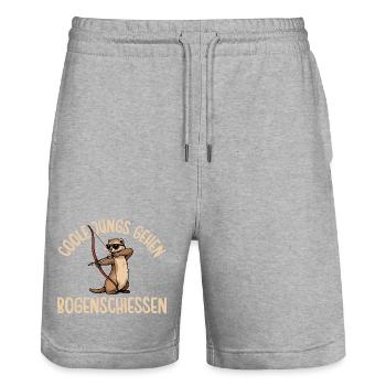 Bogensport Coole Jungs gehen Bogenschiessen - Stanley/Stella Unisex Bio Joggingshorts Trainer  - Grau meliert - Vorne - Nik (191cm) & Marisol (170cm)