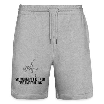 Schwerkraft ist nur eine Empfehlung Klettern - Stanley/Stella Unisex Bio Joggingshorts Trainer  - Grau meliert - Vorne - Nik (191cm) & Marisol (170cm)
