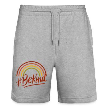 BeKind Rainbow Script Tee - Stanley/Stella Unisex Bio Joggingshorts Trainer  - Grau meliert - Vorne - Nik (191cm) & Marisol (170cm)