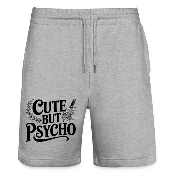 Niedlich, aber psycho - Stanley/Stella Unisex Bio Joggingshorts Trainer  - Grau meliert - Vorne - Nik (191cm) & Marisol (170cm)