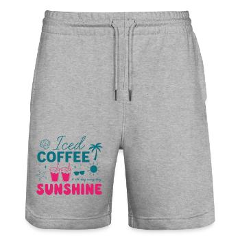 Iced Coffee & Sunshine: Summer Vibes - Stanley/Stella Trainer Unisex Organic Jogging Shorts - heather grey - Front - Nik (191cm) & Marisol (170cm)