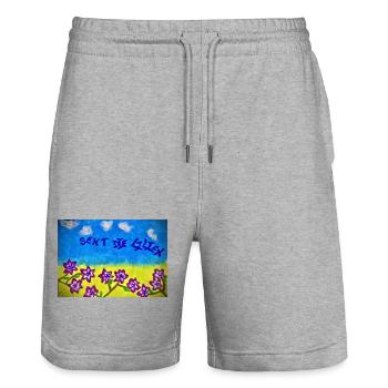 Finde Jesus von Eunice Ahiale  - Stanley/Stella Trainer Unisex Organic Jogging Shorts - heather grey - Front - Nik (191cm) & Marisol (170cm)