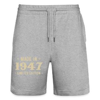 Vintage 1947 Limited Edition Gift 1947 - Stanley/Stella Trainer Unisex Organic Jogging Shorts - heather grey - Front - Nik (191cm) & Marisol (170cm)