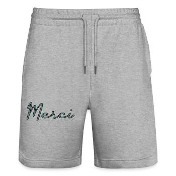 SAINT VALENTINE. bachelorette party. I LOVE YOU. I LOVE YOU. LOVE - Stanley/Stella Trainer Unisex Organic Jogging Shorts - heather grey - Front - Nik (191cm) & Marisol (170cm)