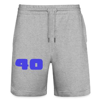 40. 40 JAHRE. 40-JÄHRIGES JUBILÄUM. GEBURTSTAG 40 JAHRE. - Stanley/Stella Unisex Bio Joggingshorts Trainer  - Grau meliert - Vorne - Nik (191cm) & Marisol (170cm)