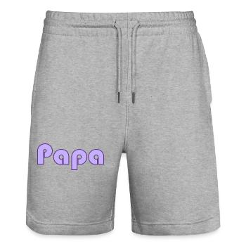 HAPPY BIRTHDAY DAD. DAD. FATHER's DAY. FATHER - Stanley/Stella Trainer Unisex Organic Jogging Shorts - heather grey - Front - Nik (191cm) & Marisol (170cm)