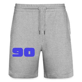 90. 90 JAHRE. 90-JÄHRIGES JUBILÄUM. GEBURTSTAG 90 JAHRE. - Stanley/Stella Unisex Bio Joggingshorts Trainer  - Grau meliert - Vorne - Nik (191cm) & Marisol (170cm)