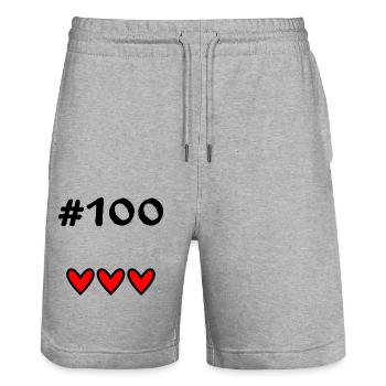 100. 100 ANS. 100e ANNIVERSAIRE. ANNIVERSAIRE 100 - Short de jogging bio TRAINER Stanley/Stella unisexe - gris chiné - Devant - Nik (191cm) & Marisol (170cm)