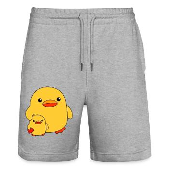 Baby Ente Kind Schwester Bruder Enten Geschwister - Stanley/Stella Unisex Bio Joggingshorts Trainer  - Grau meliert - Vorne - Nik (191cm) & Marisol (170cm)
