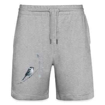 Moineau sur branche - Short de jogging bio TRAINER Stanley/Stella unisexe - gris chiné - Devant - Nik (191cm) & Marisol (170cm)