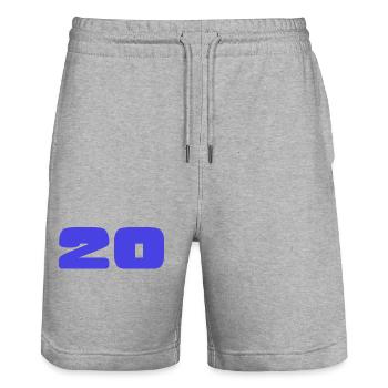 20. 20 YEARS. 20th ANNIVERSARY. 20TH ANNIVERSARY. - Stanley/Stella Trainer Unisex Organic Jogging Shorts - heather grey - Front - Nik (191cm) & Marisol (170cm)