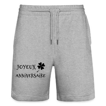 ALLES GUTE ZUM GEBURTSTAG. ALLES GUTE ZUM GEBURTSTAG. JAHRESTAG. - Stanley/Stella Unisex Bio Joggingshorts Trainer  - Grau meliert - Vorne - Nik (191cm) & Marisol (170cm)