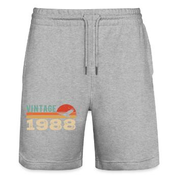 Vintage 1988 Cadeau D'anniversaire 1988 Retro 1988 - Short de jogging bio TRAINER Stanley/Stella unisexe - gris chiné - Devant - Nik (191cm) & Marisol (170cm)