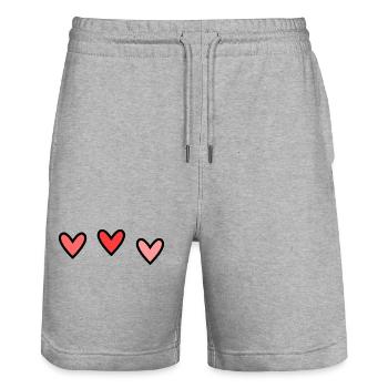 HERZ. HEILIGER VALENTINSTAG. Junggesellinnenabschied. ICH LIEBE DICH. ICH LIEBE DICH - Stanley/Stella Unisex Bio Joggingshorts Trainer  - Grau meliert - Vorne - Nik (191cm) & Marisol (170cm)