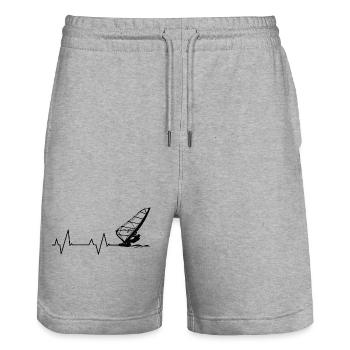 Heartbeat Surfer Surfer - Stanley/Stella Trainer Unisex Organic Jogging Shorts - heather grey - Front - Nik (191cm) & Marisol (170cm)