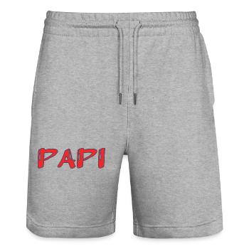 BONNE FÊTE PAPA. PAPA. FÊTE DES PÈRES. PÈRE - Short de jogging bio TRAINER Stanley/Stella unisexe - gris chiné - Devant - Nik (191cm) & Marisol (170cm)