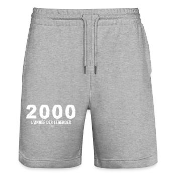 2000 Jahr der Legenden - Geschenk zum Jubiläum 2000 - Stanley/Stella Unisex Bio Joggingshorts Trainer  - Grau meliert - Vorne - Nik (191cm) & Marisol (170cm)