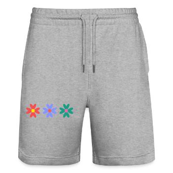 HERZ. HEILIGER VALENTINSTAG. Junggesellinnenabschied. ICH LIEBE DICH. ICH LIEBE DICH - Stanley/Stella Unisex Bio Joggingshorts Trainer  - Grau meliert - Vorne - Nik (191cm) & Marisol (170cm)