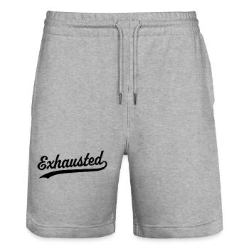 Exhausted - Stanley/Stella Trainer Unisex Organic Jogging Shorts - heather grey - Front - Nik (191cm) & Marisol (170cm)