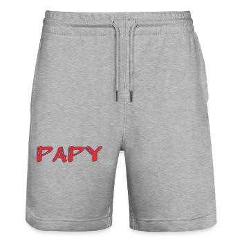 BONNE FÊTE PAPA. PAPA. FÊTE DES PÈRES. PÈRE - Short de jogging bio TRAINER Stanley/Stella unisexe - gris chiné - Devant - Nik (191cm) & Marisol (170cm)